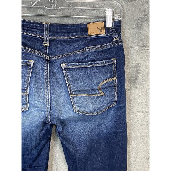 American Eagle Outfitters Jegging Woman Size 4 Super Stretch Ripple Dark Wash - Picture 7 of 16